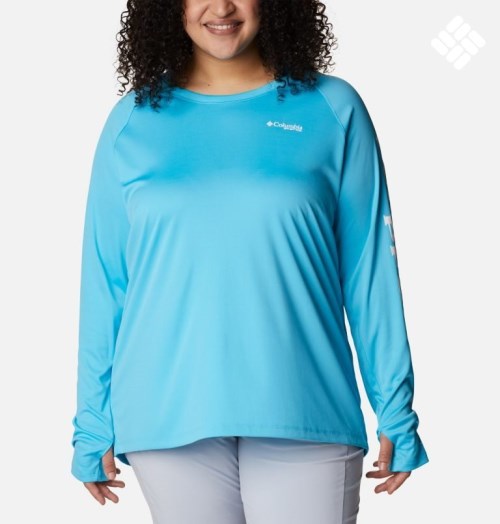 Women's Columbia PFG Tidal Tee Hoodie Blue | Plus Size CA-X301L